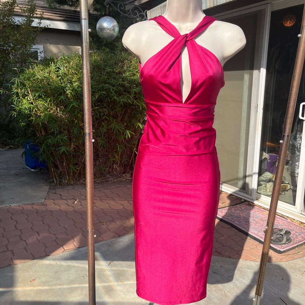 Elegant Fuchsia Halter Dress